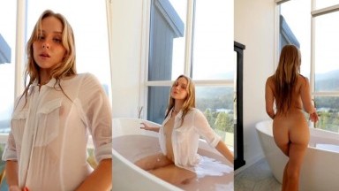 Caroline Zalog - Nude Wet T-Shirt Bathtub Video Leaked