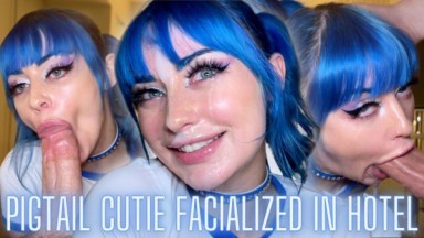 Jewelz Blu - Pigtail Cutie Facialized in Hotel POV